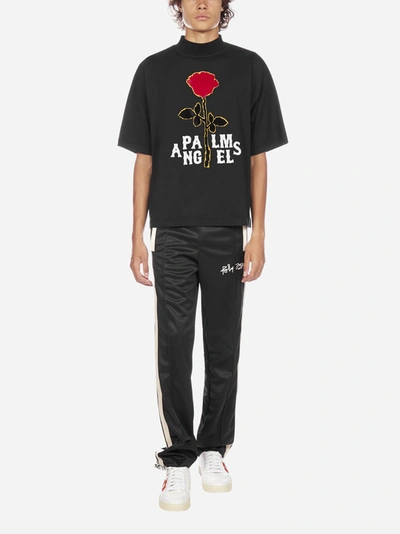 Shop Palm Angels Rose Logo Cotton T-shirt