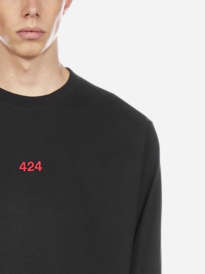 Shop 424 T-shirt A Maniche Lunghe In Cotone Con Logo