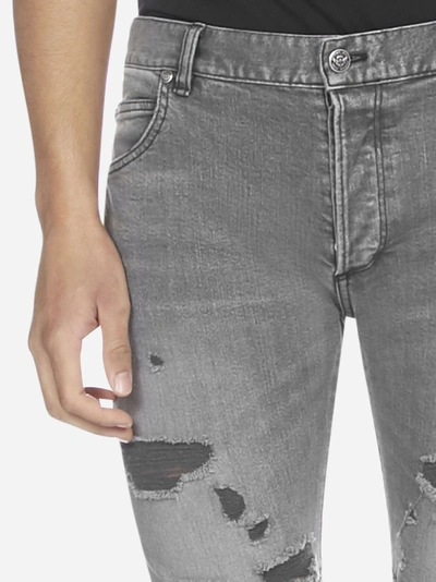 Shop Balmain Distressed Slim-fit Jeans