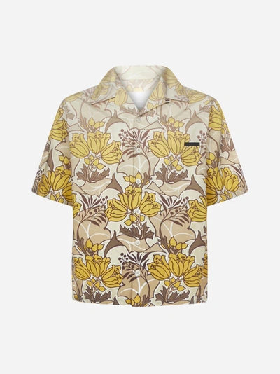 Shop Prada Floral Print Cotton Shirt