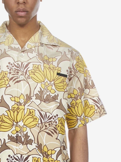 Shop Prada Floral Print Cotton Shirt