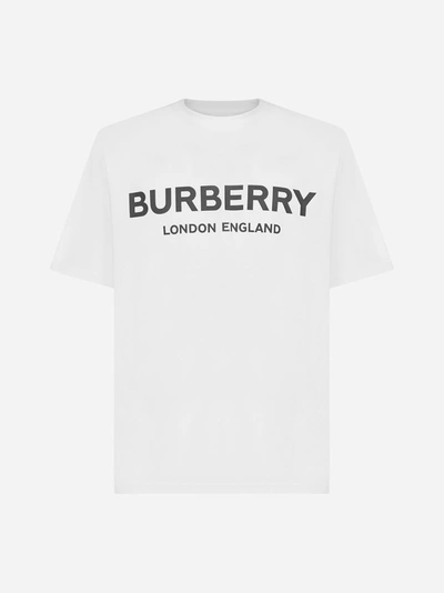 Shop Burberry T-shirt In Cotone Con Logo In White