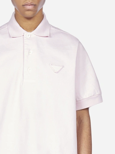Shop Prada Logo Cotton Polo-shirt