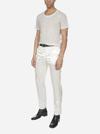 Shop Saint Laurent Pleated Silk Satin Trousers