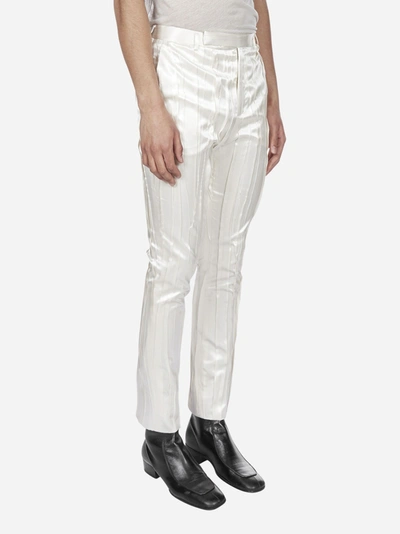 Shop Saint Laurent Pleated Silk Satin Trousers