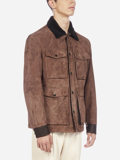 Shop Ajmone Suede And Shearling Jacket