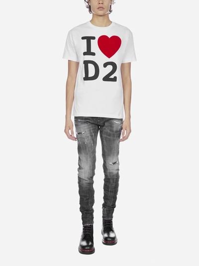 Shop Dsquared2 Logo And Heart Cotton T-shirt