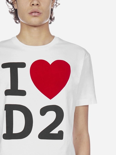 Shop Dsquared2 Logo And Heart Cotton T-shirt