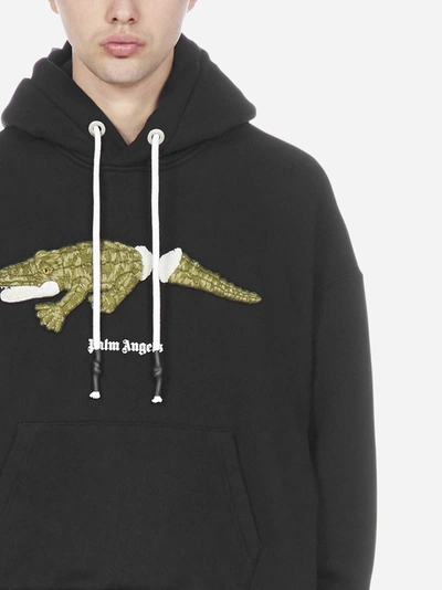 Shop Palm Angels Crocodile Oversized Cotton Hoodie