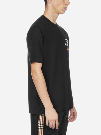 Shop Burberry Ganther Logo Cotton T-shirt In Black