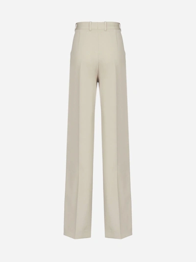 Shop Balenciaga Pantaloni Sartoriali In Lana Con Logo