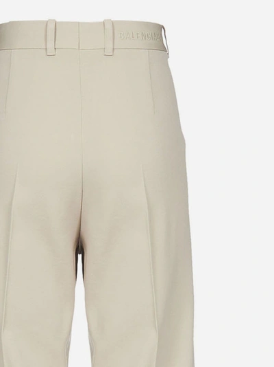 Shop Balenciaga Pantaloni Sartoriali In Lana Con Logo