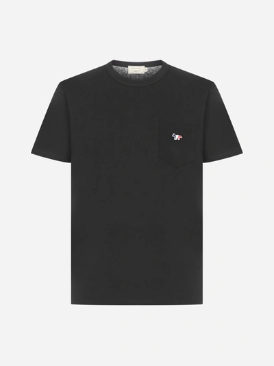 Shop Maison Kitsuné T-shirt In Cotone Con Taschino E Patch-tricolore