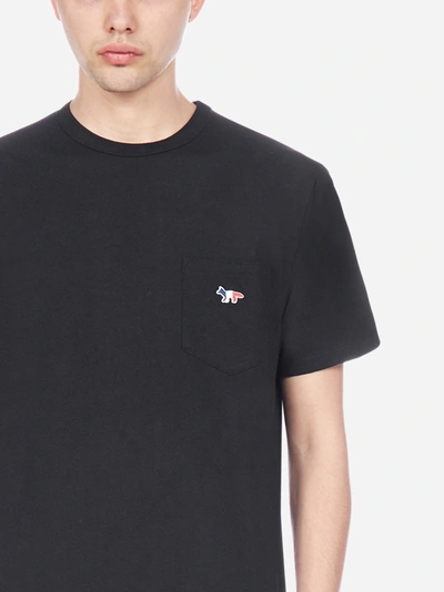 Shop Maison Kitsuné T-shirt In Cotone Con Taschino E Patch-tricolore