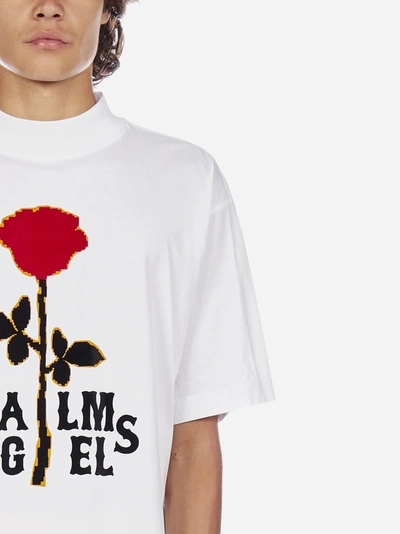 Shop Palm Angels Rose Logo Cotton T-shirt
