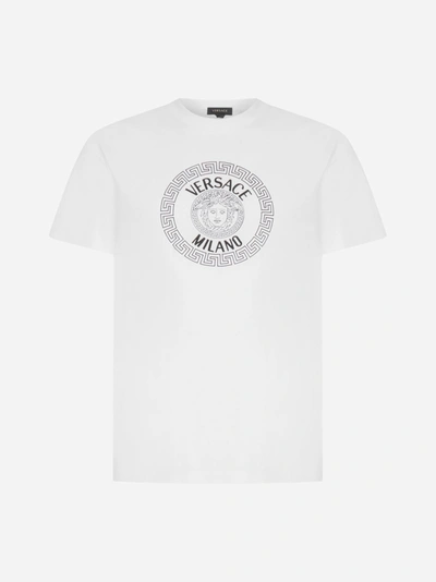 Shop Versace T-shirt In Cotone Con Logo-medusa