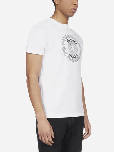 Shop Versace T-shirt In Cotone Con Logo-medusa