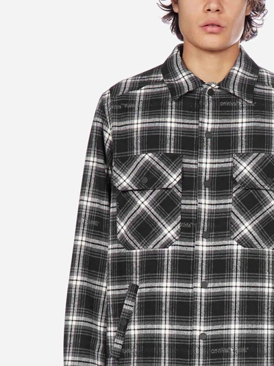 Shop Off-white Camicia Stencil Check In Flanella