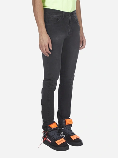 Shop Off-white Diagonal Bands Stretch Denim Skinny Jeans