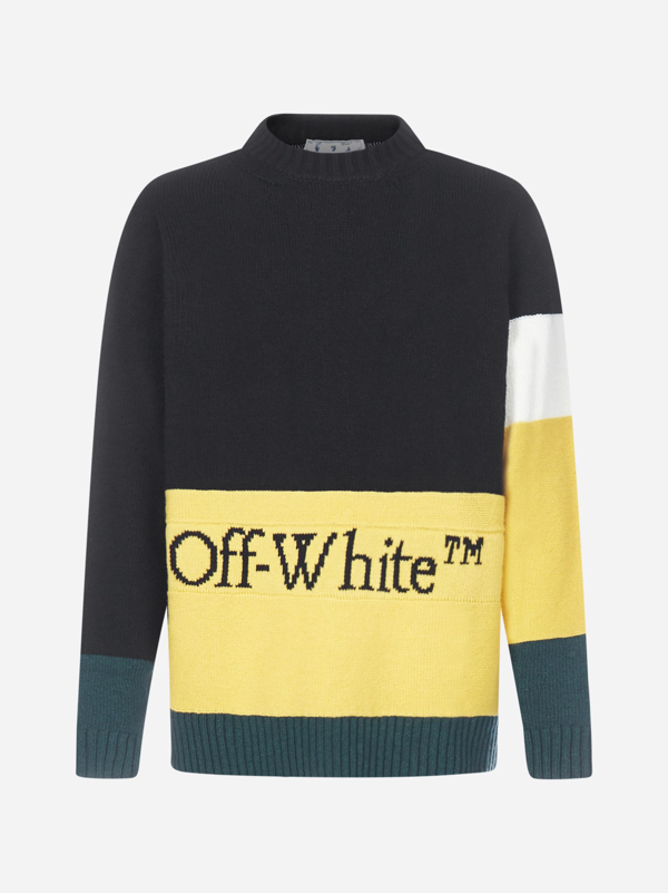 off white black and green sweater