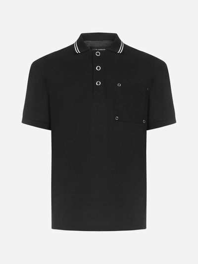 Shop Les Hommes Polo In Cotone Con Inserto In Nylon Posteriore