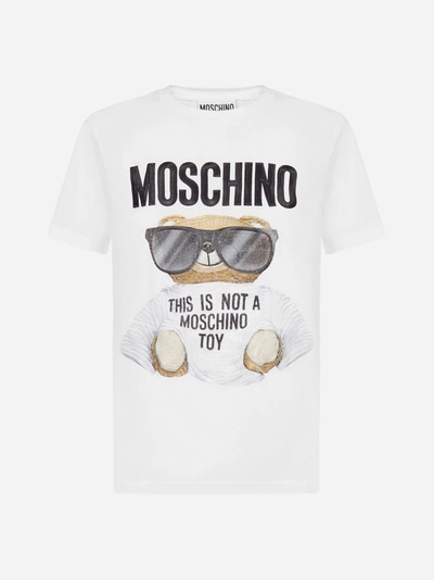 Shop Moschino Logo And Print Cotton T-shirt