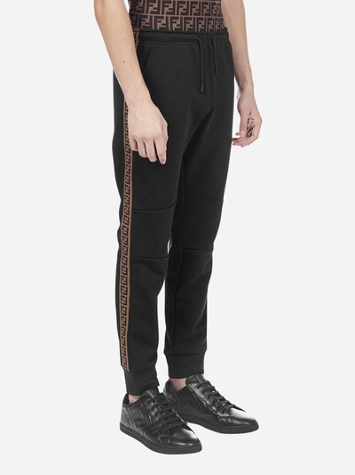 Shop Fendi Pantaloni Sportivi In Misto Cotone Con Logo Ff