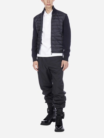 Shop Moncler Quilted Nylon And Wool-blend Knit Cardigan