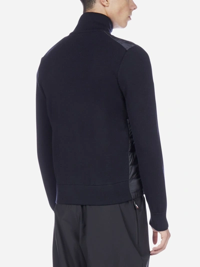 Shop Moncler Quilted Nylon And Wool-blend Knit Cardigan