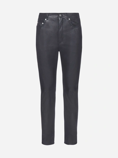 Shop Saint Laurent Leather Trousers