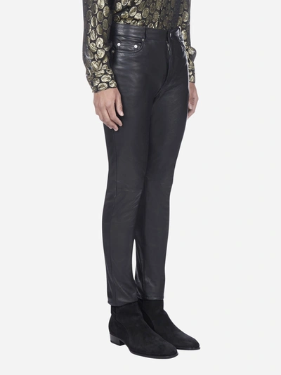 Shop Saint Laurent Leather Trousers