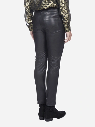 Shop Saint Laurent Leather Trousers