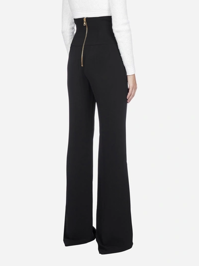 Shop Balmain Buttoned High-waist Viscose Trousers