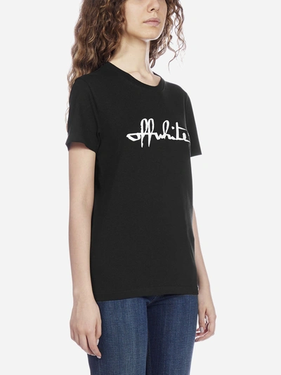 Shop Off-white Script Logo Cotton T-shirt In Black - White