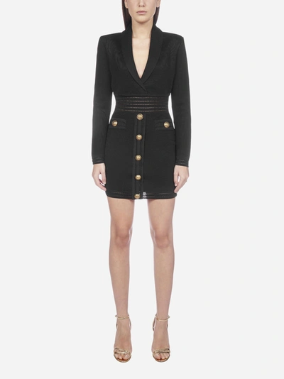 Shop Balmain Buttoned Viscose Mini Dress