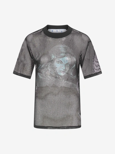 Shop Off-white Panther Draped Net T-shirt