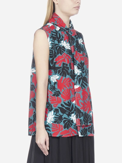 Shop Marni Top In Viscosa Con Fiocco Stampa Eyed Leaves