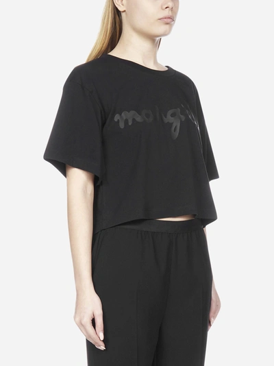 Shop Mm6 Maison Margiela Logo Cotton Cropped T-shirt