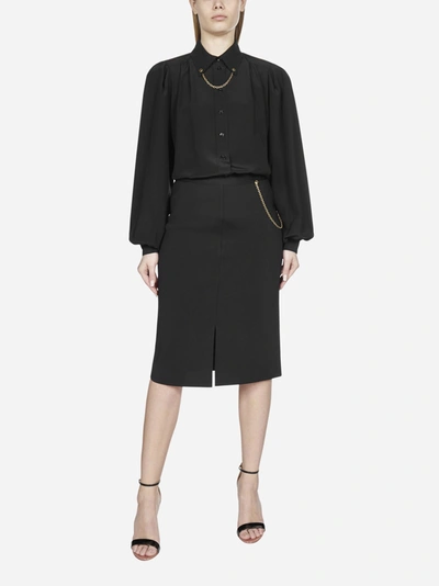 Shop Givenchy Chain-detail Stretch Knit Skirt