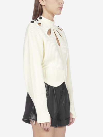 Shop Self-portrait Cut-outs Cotton And Wool Sweater