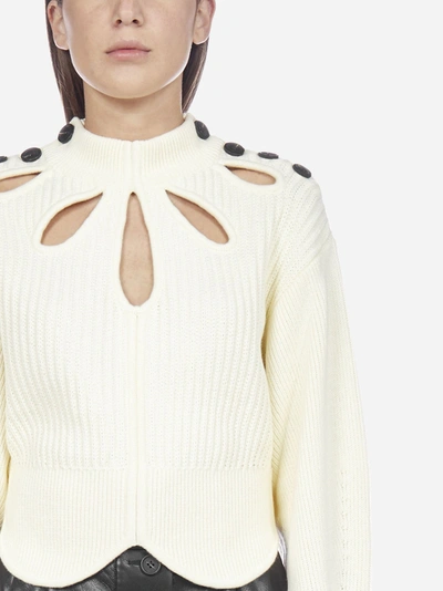 Shop Self-portrait Cut-outs Cotton And Wool Sweater