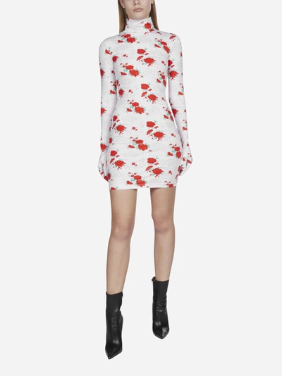 Shop Vetements Floral Print Mini Dress With Gloves