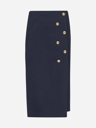 Shop Givenchy Buttoned Wool-blend Skirt