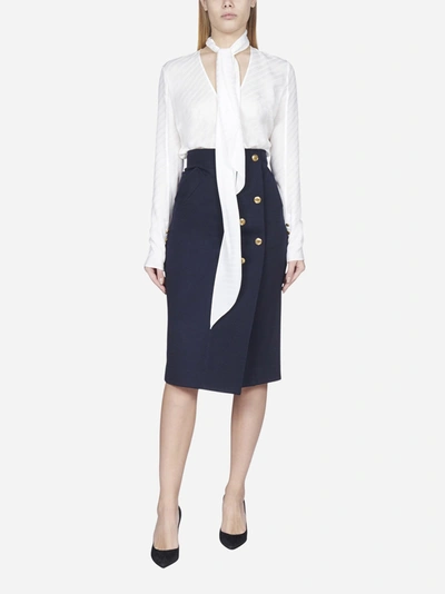 Shop Givenchy Buttoned Wool-blend Skirt