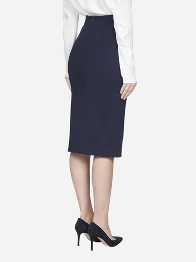 Shop Givenchy Buttoned Wool-blend Skirt