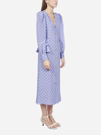 Shop Alessandra Rich Polka Dot Silk Midi Dress