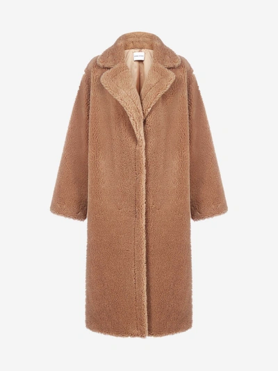 Shop Stand Studio Maria Faux-fur Coat In Sand