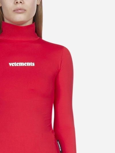 Shop Vetements Logo Nylon Turtleneck Top