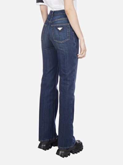 Shop Prada Logo-patch Flared Jeans