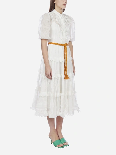 Shop Zimmermann Amelie Ruffled Ramie Midi Dress